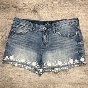 Lucky Brand Denim Shorts with White Floral Embroidery